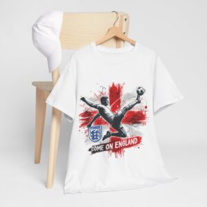 Come on England football fan tshirt is perfect for Euro2024. Features a play with English flag as a background